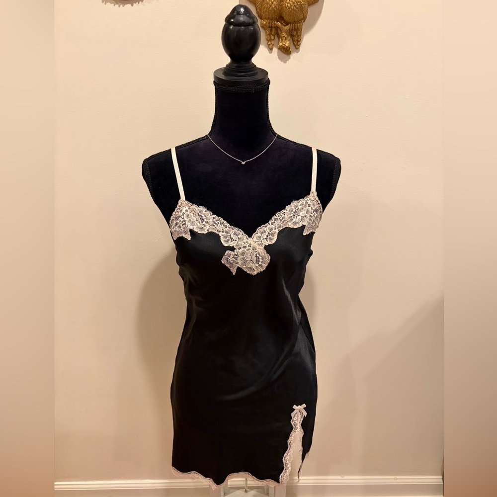 Victoria's Secret Black Chemise with Lace Accents
